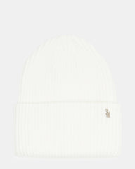 DOUBLE LAYER RIBBED KNIT BEANIE IVORY